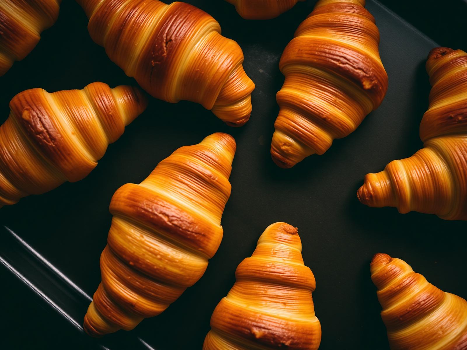 Butter croissants shaped in the small hours.